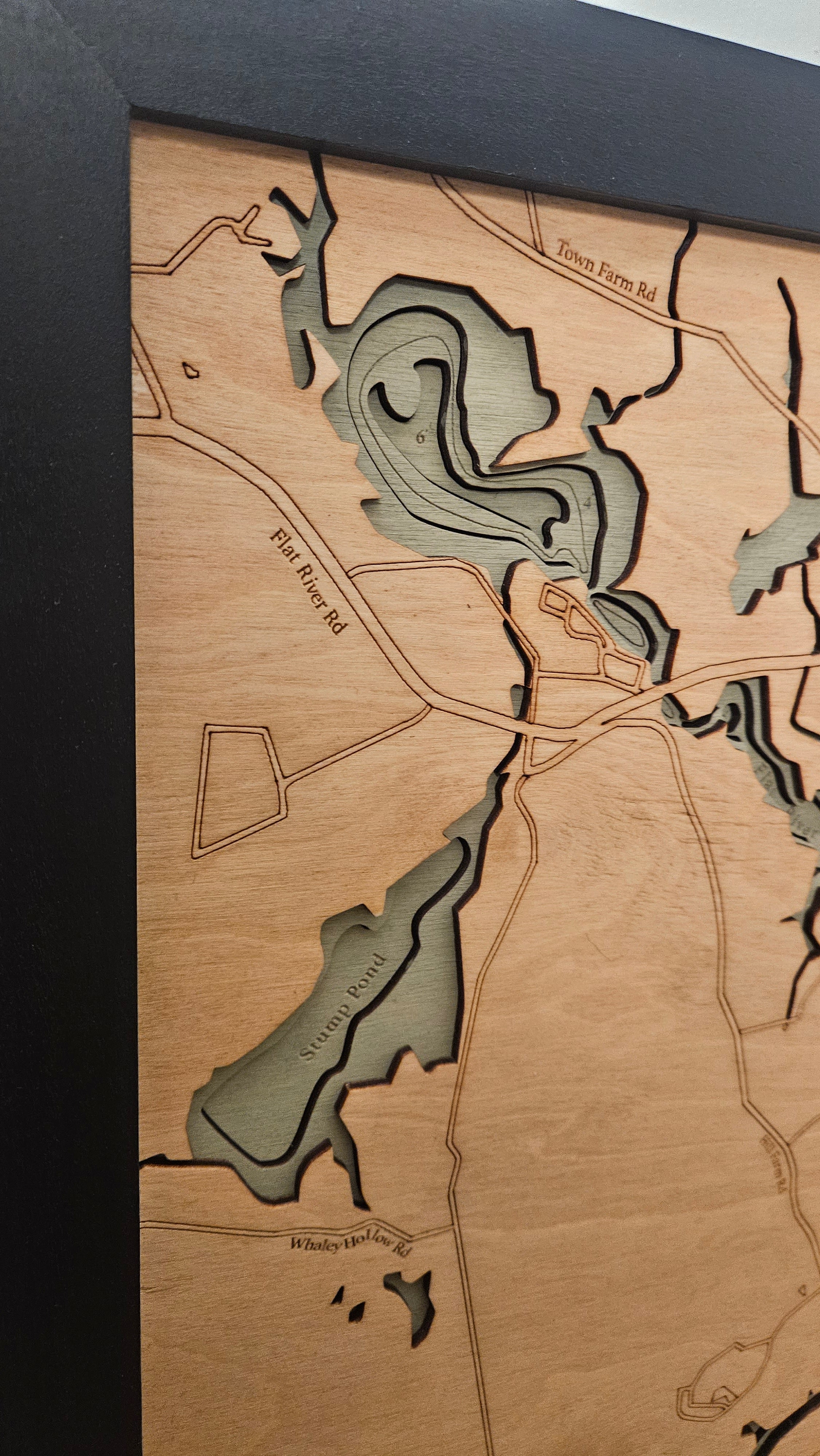 Johnson's Pond, Rhode Island 3D Wooden Chart Coastal Carve Engravings