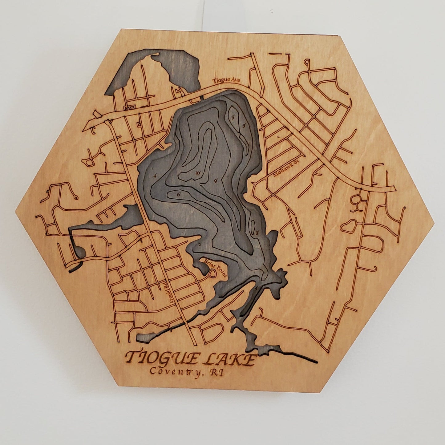 Tiogue Lake, Coventry  | 3D Wooden Chart