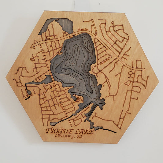 Tiogue Lake, Coventry  | 3D Wooden Chart