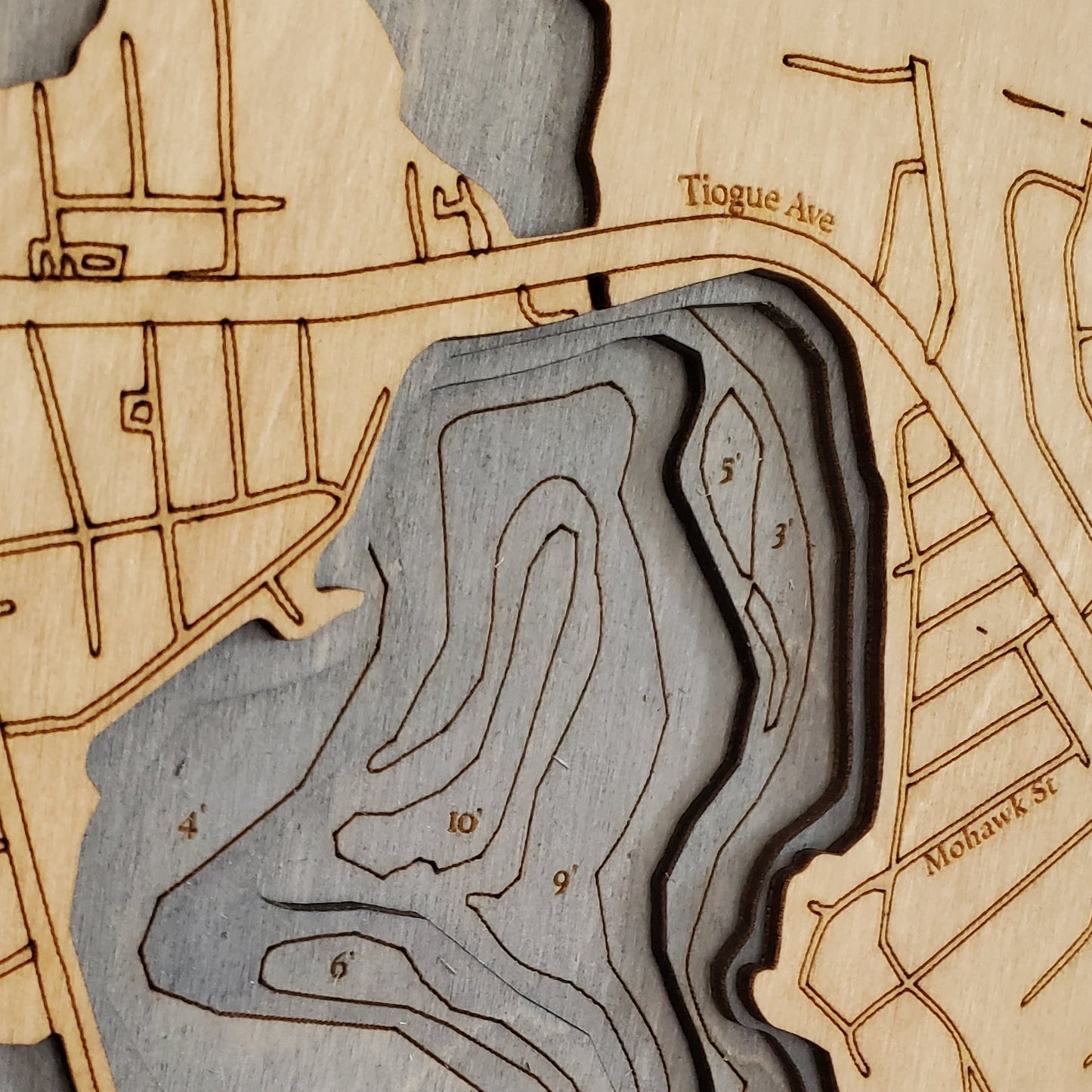 Tiogue Lake, Coventry  | 3D Wooden Chart