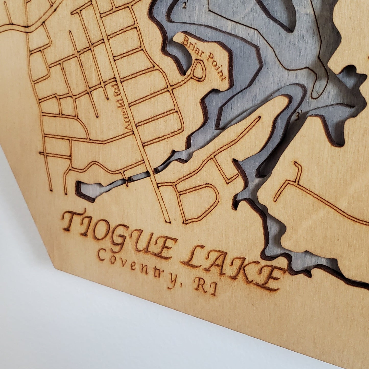 Tiogue Lake, Coventry  | 3D Wooden Chart