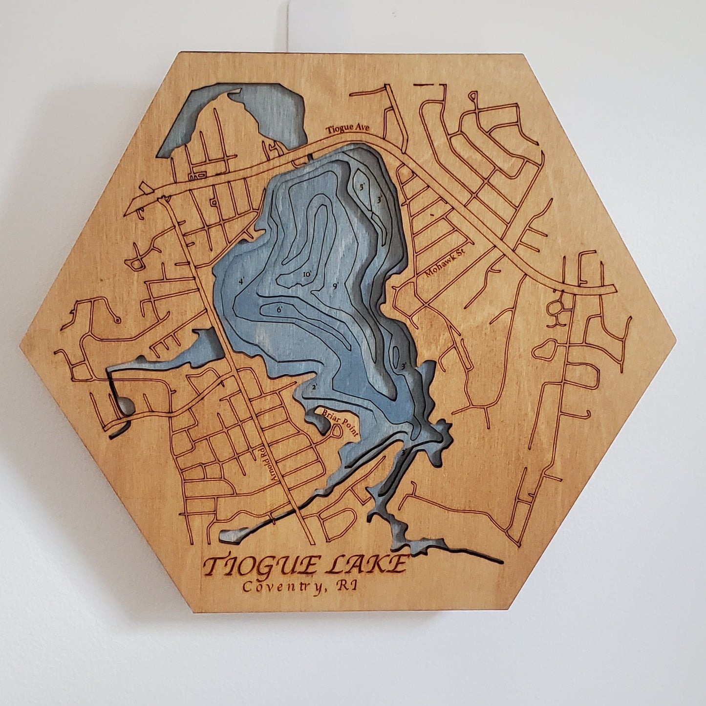Tiogue Lake, Coventry  | 3D Wooden Chart