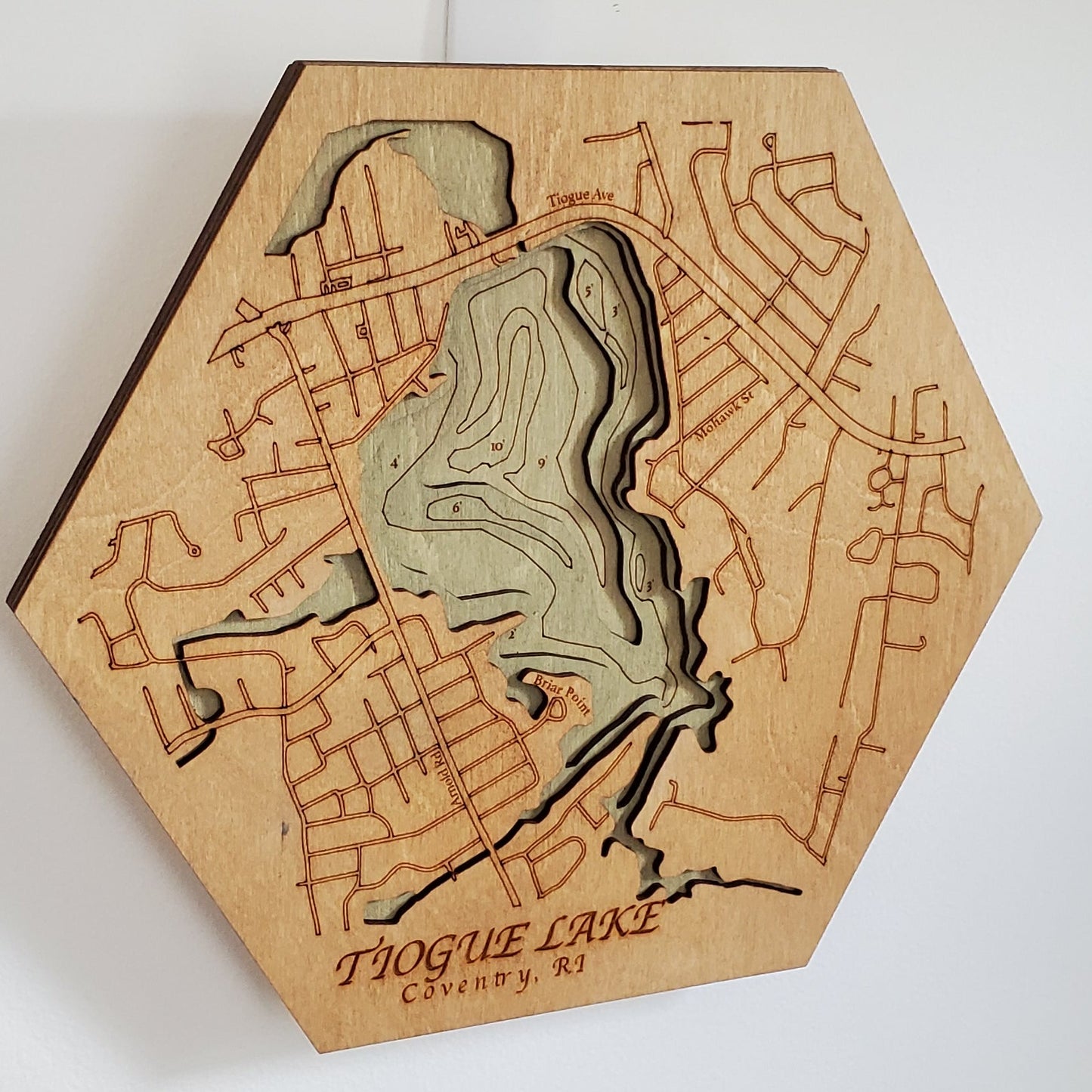 Tiogue Lake, Coventry  | 3D Wooden Chart