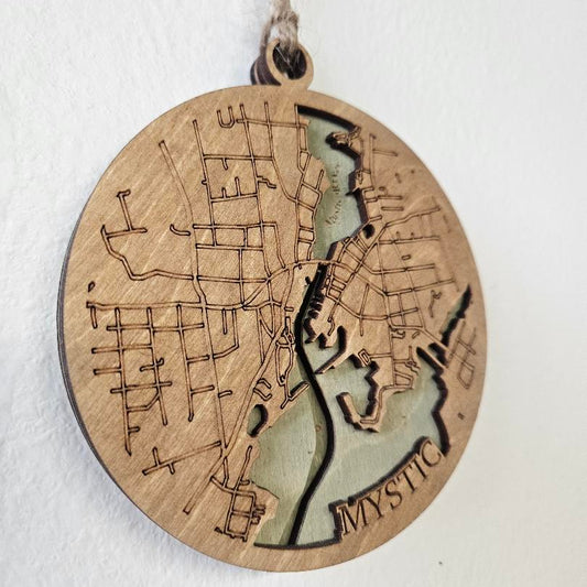 Mystic, Connecticut | Bathymetric 3d Ornament