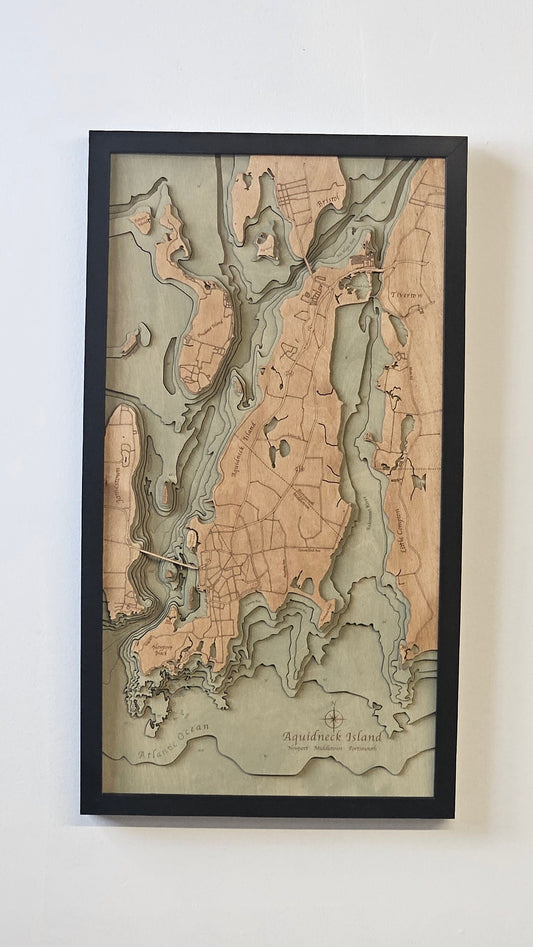 Aquidneck Island | 3D Wooden Chart