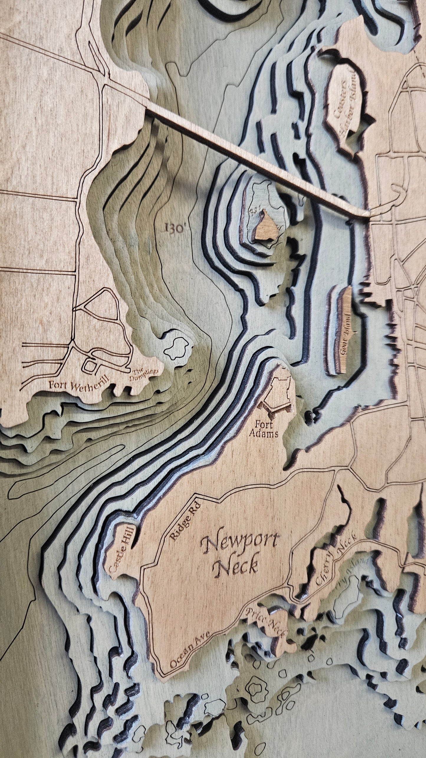 Aquidneck Island | 3D Wooden Chart